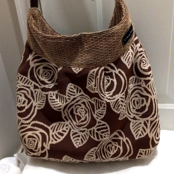 C.Hamlin Design Large Brown Flowered Purse W/Lg Appliqued Flower. Crossover - Picture 5 of 7